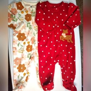 2 pajamas for babies from 3 to 6 months, Christmas print, winter.
